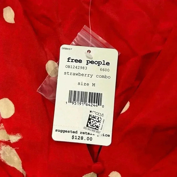 NWT FREE PEOPLE Red Date Night Mini Dress in Strawberry Combo Medium - Picture 5 of 11